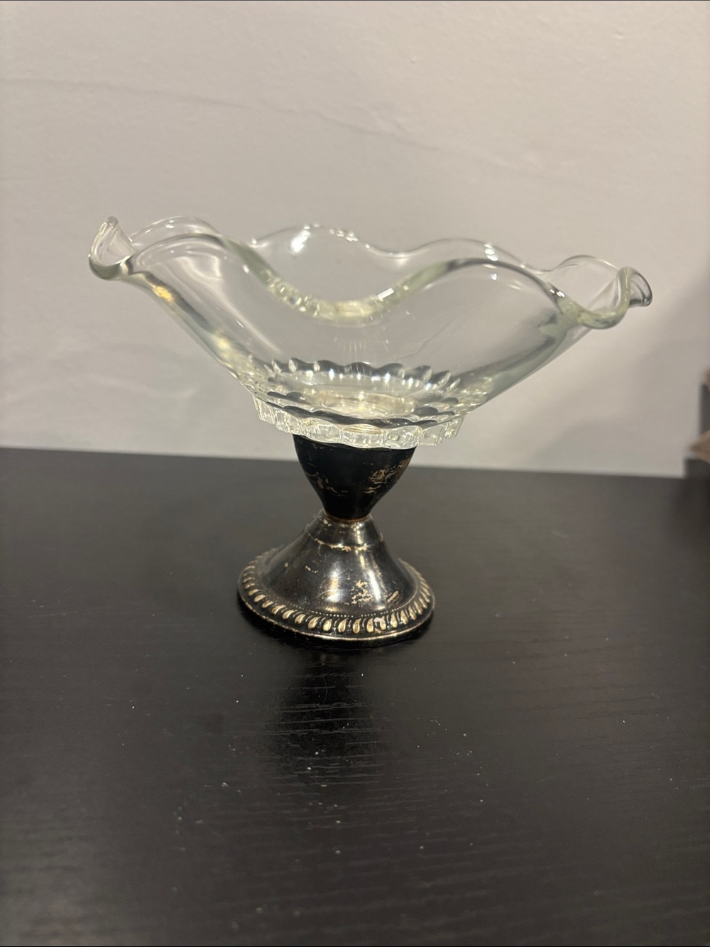 Vintage duchin creation sterling silver glass weighted base candy dish